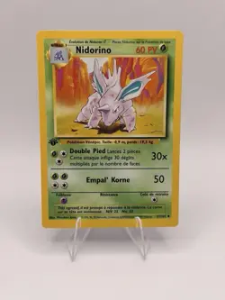 Pokemon Nidorino 1st Edition French 37/102 Regular Niveau 1 60 HP 1999 Card - Image 1