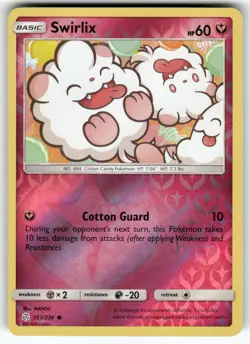 Swirlix SM - Cosmic Eclipse Common,Reverse Holo Pokemon Lightly played - Image 1