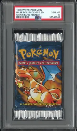 1999 Pokemon FRENCH 1st Edition Base Set Dracaufeu-Charizard Booster Pack PSA 10 - Image 1
