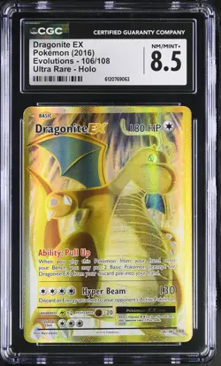 CGC 8.5 Dragonite EX 106/108 Ultra Rare Evolutions Pokemon Card - Image 1