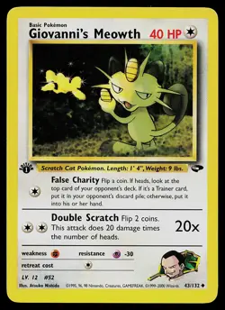 Pokemon Card - Giovanni's Meowth Gym Challenge 43/132 Uncommon 1st Edition - Image 1