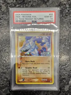 Pop 31 2004 Pokemon Onix Reverse Foil EX Team Rocket Returns 69/109 PSA 10 - Image 1