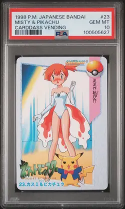 Misty & Pikachu Pokemon 1998 Bandai Anime Carddass Vending Japanese #23 PSA 10 - Image 1