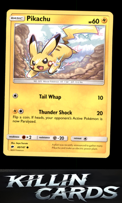 Pikachu 40/147 Pokemon Common SM - Burning Shadows Card NM - Image 1