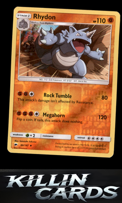 Reverse Holofoil Rhydon 66/147 Pokemon Uncommon SM - Burning Shadows Card NM - Image 1