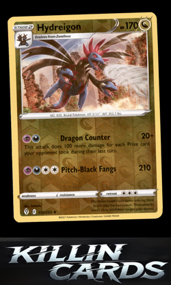 Reverse Holofoil Hydreigon 115/203 Pokemon Holo Rare SWSH07: Evolving Skies Card - Image 1
