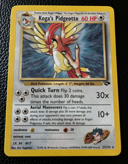 Pokemon TCG Koga's Pidgeotto 27/132 Rare Gym Challenge Card 2000 - Image 3