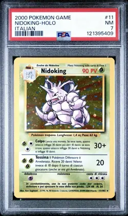 2000 Pokemon ITALIAN Unlimited Base Set Nidoking Holo 11/102 PSA 7 NM - Image 1