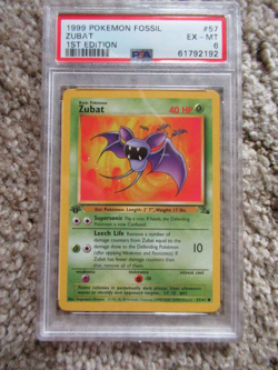 1999 POKEMON FOSSIL #57 ZUBAT PSA 6 FIRST EDITION - Image 1