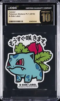 2018 POKEMON STICKERS PT. 1 B-SIDE LABEL IVYSAUR CGC 10 PERFECT - Image 1