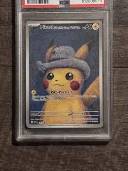 Pokemon Pikachu with Grey Felt Hat Van Gogh Full Art Promo SVP EN 085 PSA 8 - Image 2