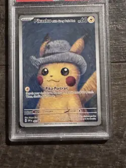 Pokemon Pikachu with Grey Felt Hat Van Gogh Full Art Promo SVP EN 085 PSA 8 - Image 4