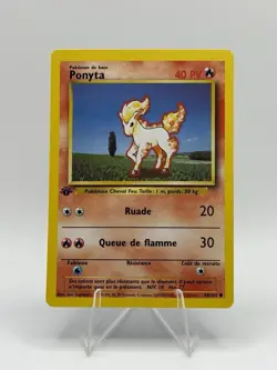Pokemon Ponyta Base Set 60/102 1st Edition Common 40 HP 1999 French - Image 1