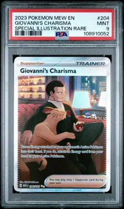 2023 POKEMON MEW EN-151 SPECIAL ILLUSTRATION RARE #204 GIOVANNI'S CHARISMA PSA 9 - Image 1