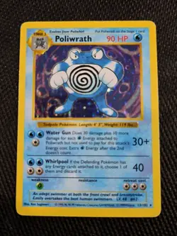 True Shadowless 1999 Pokemon Poliwrath 013/102 Base Set Holo LP - Image 1