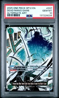 2025 ONE PIECE OP12-037 LEGACY OF THE MASTER DEAD MAN'S GAME ALT ART PSA 10 - Image 1