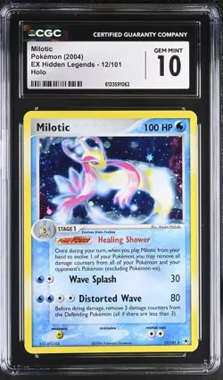 CGC 10 GEM MINT Milotic 2004 EX Hidden Legends 12/101 Holo Pokemon Card - Image 1