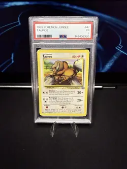PSA 1 PR Tauros #47 Jungle Unlimited Pokemon TCG 1999 - Image 1