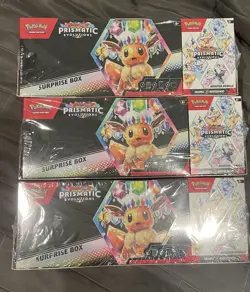 Pokemon Prismatic Evolutions Surprise Box and Booster Bundle, Sealed X3 - Image 1