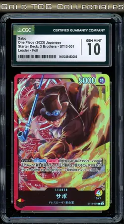 CGC 10 ⭐ One Piece 2023 Sabo ST13-001 Starter Deck: 3 Brothers Promo Japanese - Image 1