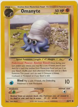 Omanyte 60/75 Neo Discovery WOTC Pokemon Card TCG - Image 1