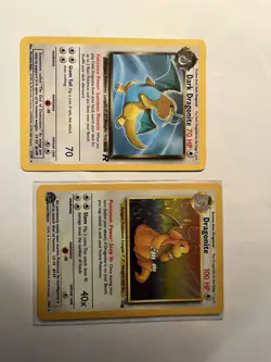 Pokemon TCG Dragonite & Dark Dragonite Team Rocket Fossil 1999 Cards WOTC - Image 1