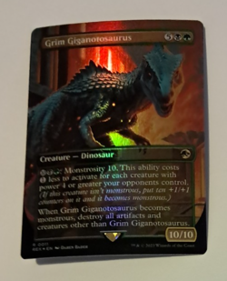 Grim Giganotosaurus Borderless FOIL NM Jurassic World Magic the Gathering MTG - Image 1
