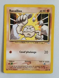 Carte pokemon FRANCAIS Racaillou (NR 44) Neo Revelation [PLAYED] 19.07.2025A - Image 1