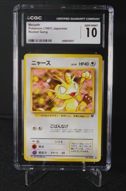 Meowth No. 052 CGC 10 Japanese Old Back Pokemon Card Rocket Gang 1997 - Image 1