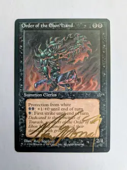 MTG FALLEN EMPIRES Order of the Ebon Hand SIGNED IN GOLD BY RON SPENCER - Image 1