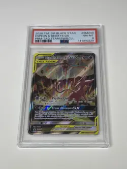 Pokemon TCG Espeon & Deoxys GX SM240 Black Star Promo Full Art Holo Card PSA 8 - Image 1