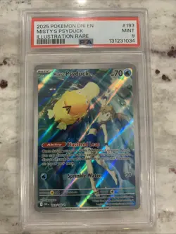 2025 POKEMON DRI EN-DESTINED RIVALS ILLUSTRATION RARE #193 MISTY'S PSYDUCK PSA 9 - Image 1