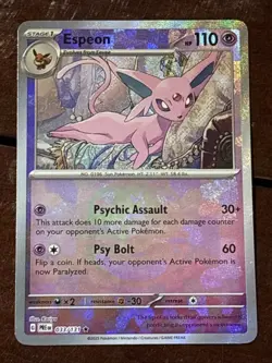 Pokemon Prismatic Evolutions Espeon Master Ball 033/131 Reverse Holo Rare - Image 1