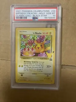 2021 POKEMON CELEBRATIONS CLASSIC COLLECTION #24 BIRTHDAY PIKACHU-HOLO PSA 10 - Image 1