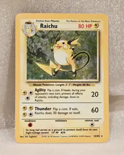 Raichu Holo Rare Pokemon 14/102 NM WOTC Base Set 1999 Unlimited Vintage Pokemon - Image 1