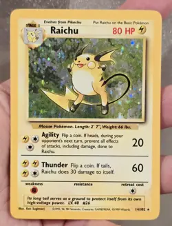 Raichu Holo Rare Pokemon 14/102 NM WOTC Base Set 1999 Unlimited Vintage Pokemon - Image 5