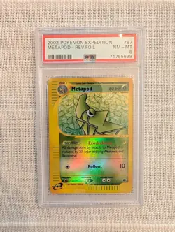 2002 Pokemon Expedition Metapod #87 Reverse Holo Foil PSA 8 NM-MT - Image 1