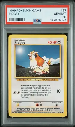 🏆 1999 Pokemon Base Set Pidgey #57 PSA 10 GEM MINT WOTC - Image 1