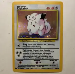 Clefairy 5/102 Pokemon Base Set Unlimited Holo Rare Card WOTC LP-NM - Image 1
