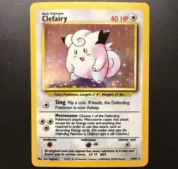 Clefairy 5/102 Pokemon Base Set Unlimited Holo Rare Card WOTC LP-NM - Image 2