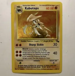 Kabutops 9/62 Fossil Holo Rare Unlimited WOTC Vintage Pokemon TCG Card NM - Image 1