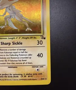 Kabutops 9/62 Fossil Holo Rare Unlimited WOTC Vintage Pokemon TCG Card NM - Image 4