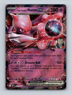 Team Rocket's Mewtwo ex 081 Pokemon Destined Rivals Double Rare Card NM+ (a) - Image 1