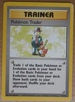 Pokemon Trader 77/102 Rare Non-Holo Base Set Pokemon Trainer Card LP - Image 1