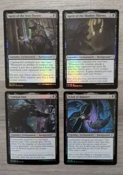 MTG Magic Set of 4 Black Legendary Enchantment Background FOIL Baldur's Gate CLB - Image 1