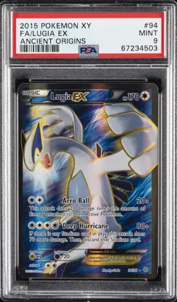 2015 POKEMON XY ANCIENT ORIGINS #94 FULL ART/LUGIA EX PSA 9 - Image 1