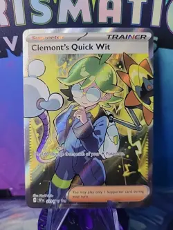 Pokemon TCG Clemont's Quick Wit 229/191 Sv08: Surging Sparks Holo NM - Image 1