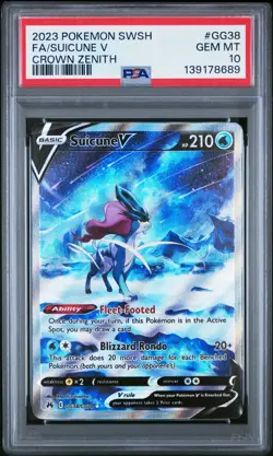 PSA 10 SUICUNE V GG38 FULL ART POKEMON SWSH CROWN ZENITH GALARIAN GALLERY - Image 1