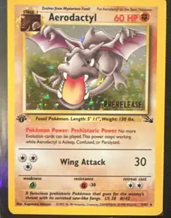 Aerodactyl Fossil 01/62 • 1st Edition • Prerelease• BROWN STAMP • Rare • Pokemon - Image 3