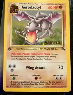 Aerodactyl Fossil 01/62 • 1st Edition • Prerelease• BROWN STAMP • Rare • Pokemon - Image 4